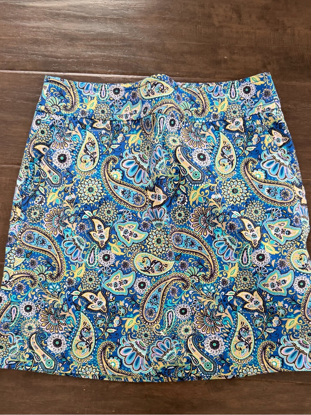 Talbots Blue Paisley Mini Skirt with Yellow & Aqua Accents